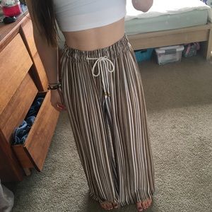 Brown & White Stripe Pants